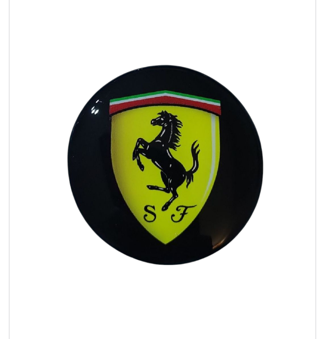 Samolepka na stredy kolies živicová 4ks LOGO Ferrari 55m